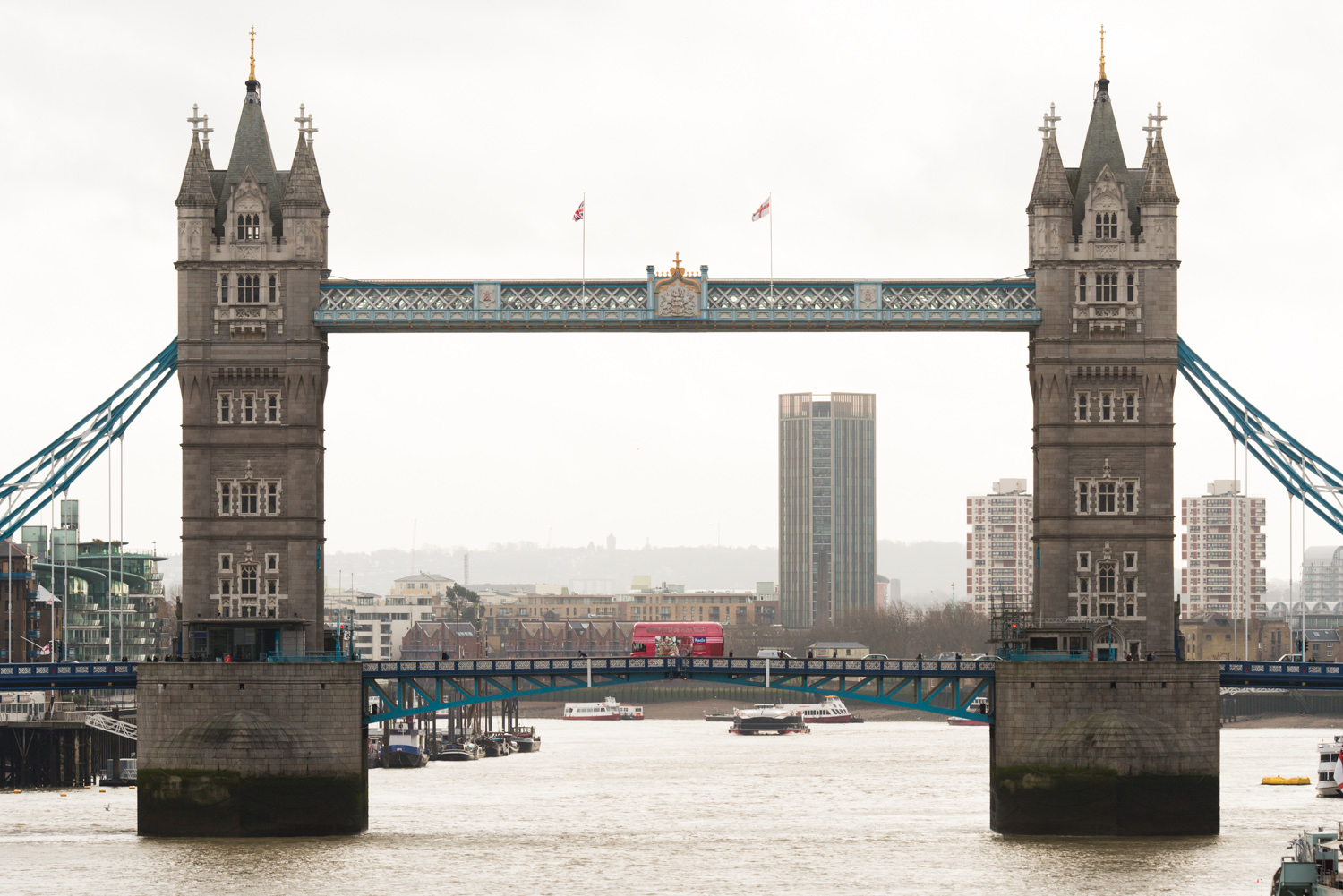The brief called for 'iconic'. Luke MacGregor's image of the Olympic rings suspended from Tower Bridge, with the moon, instantly came to mind, and with something as large as the bus, we could get an easily identifiable shot across, from London Bridge. Luke used a 400mm lens, but this was too long to get the full towers - key to the instant recognisability - in shot, so I stuck to my 200mm prime without the 2x teleconverter.
