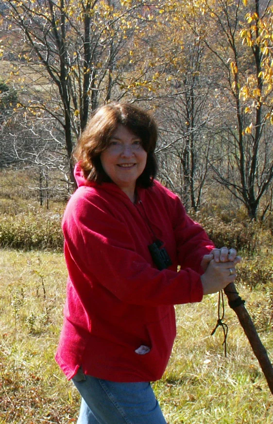 Kathleen Hayek in the woods near East Brook Studios