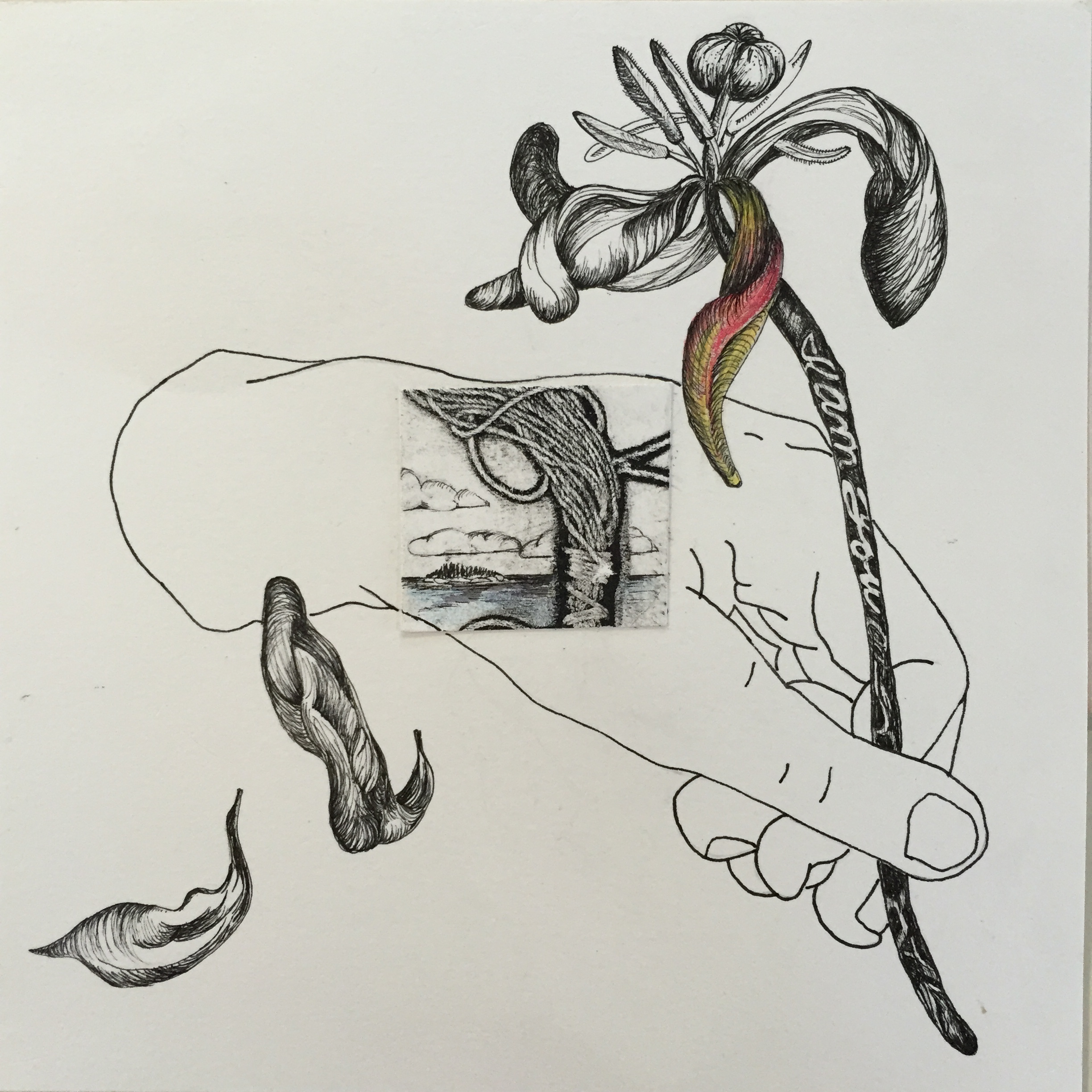 I am you 8 x 8 inches monotype with ink drawing 2015