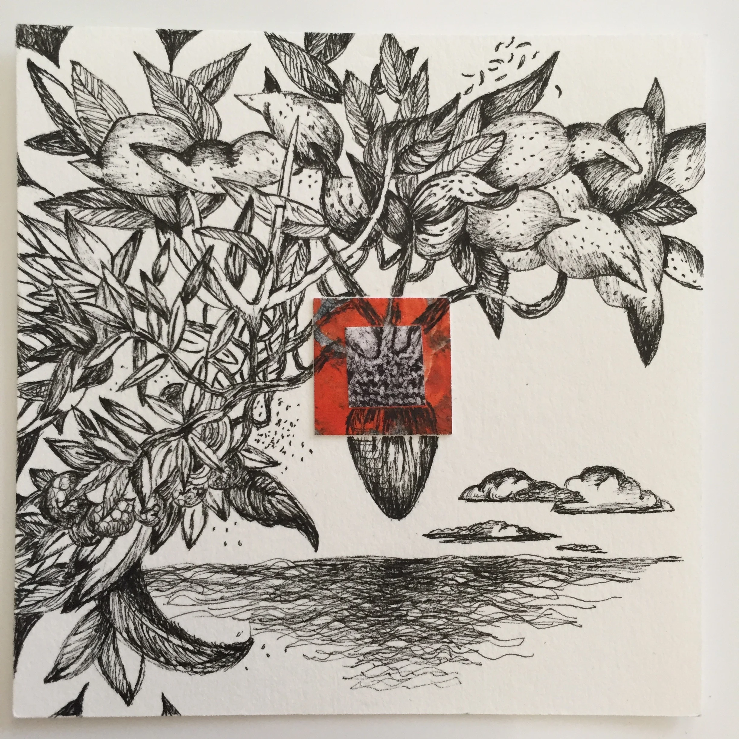 Intuition in Shigaraki Japan 9 #home 4 1/2 x 4 1/2 inches ink on paper 2015