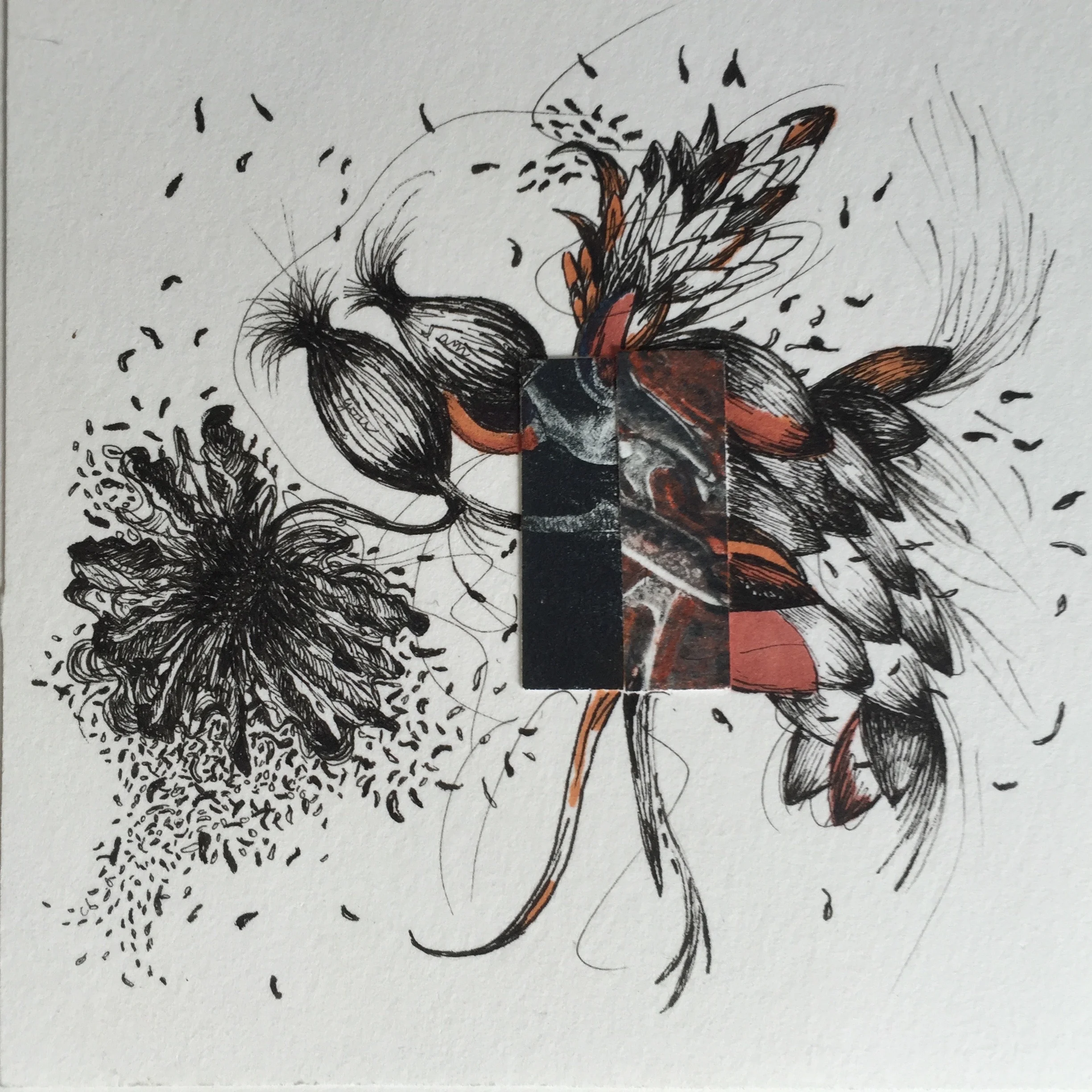 Intuition in Shigaraki Japan 8 #tinythings 4 1/2 x 4 1/2 inches ink on paper 2015