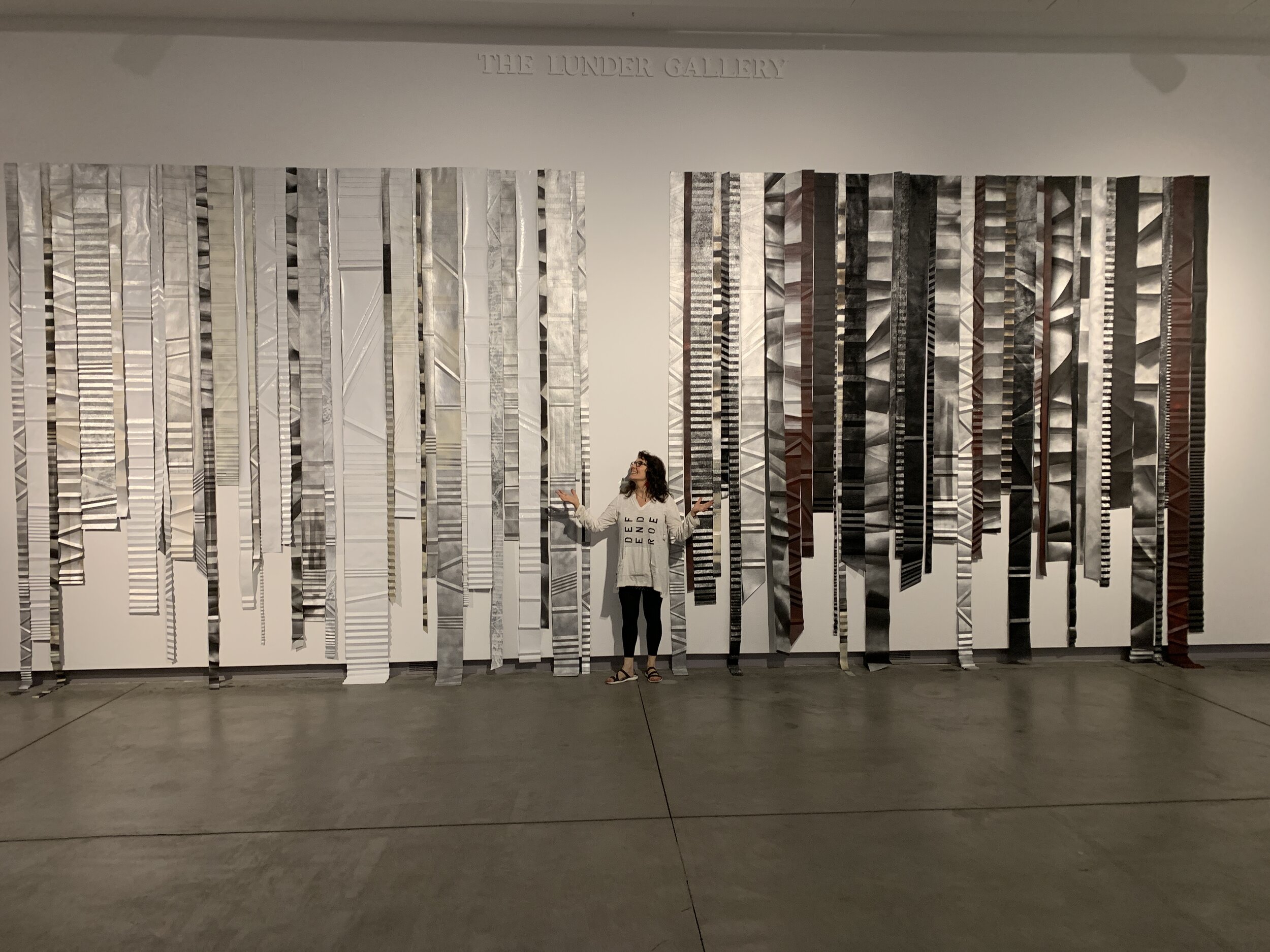   REMEMBRANCE   felt paper, paint, thread, rivets  288 x 135 inches  2019 