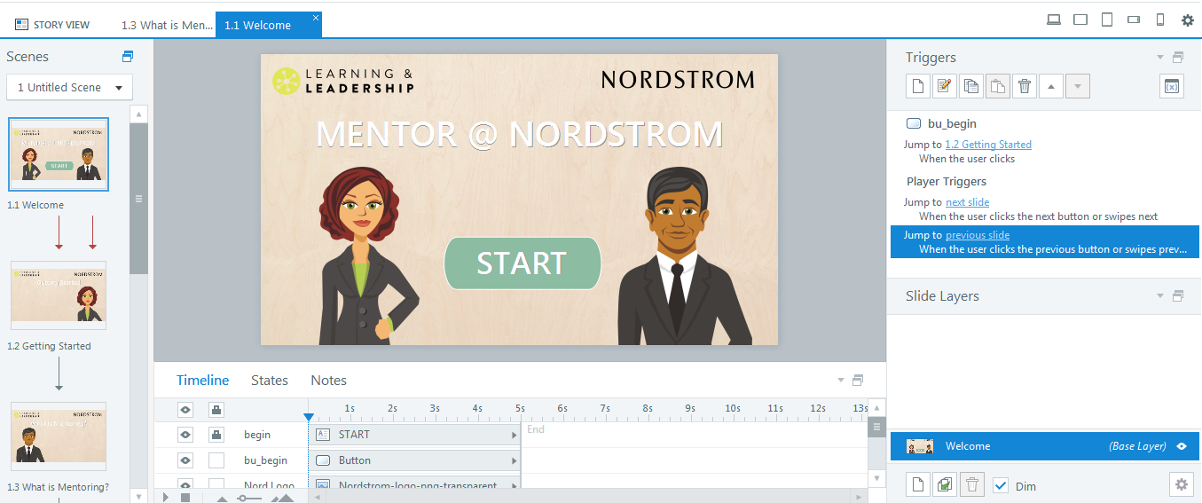  Prototype 1 for a self-paced training program for mentoring and reverse mentoring at Nordstrom. 