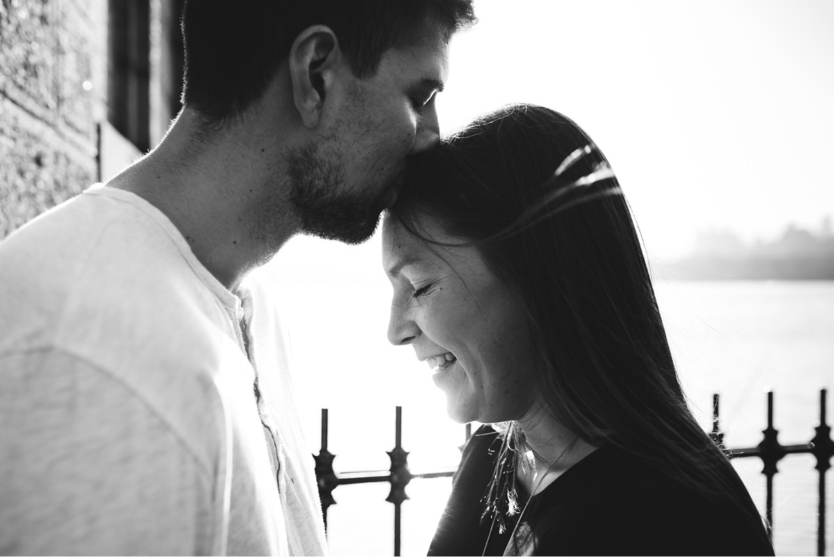 Quiet moment in New York City engagement session.