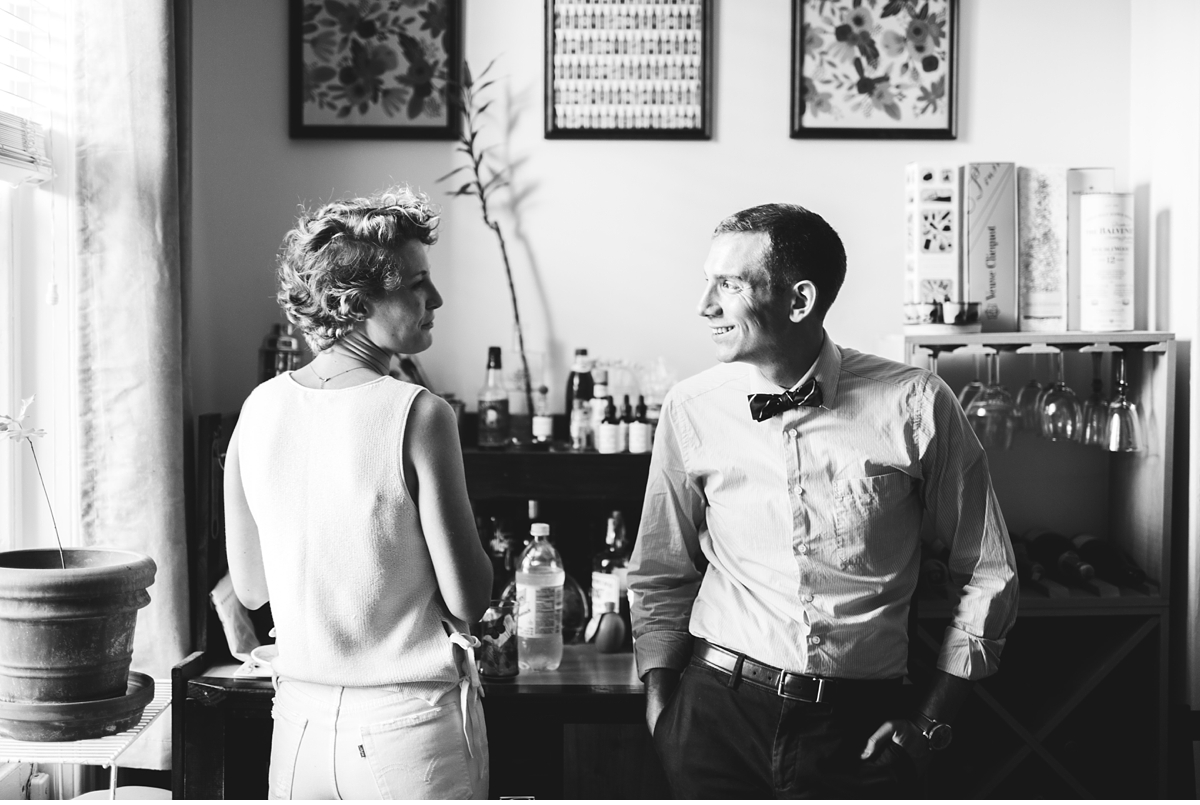 couple at home bar in Boston MA