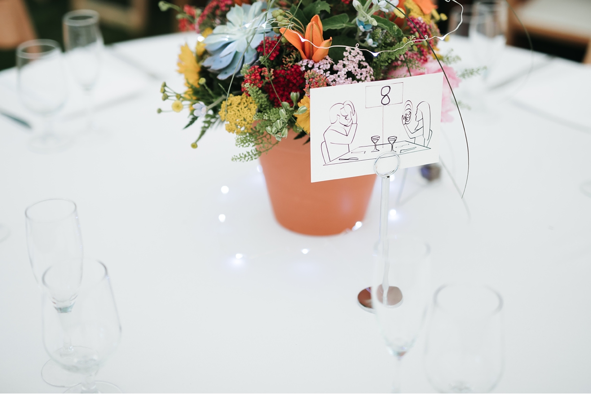 Hand drawn table signs at boho chic wedding, willowwood NJ