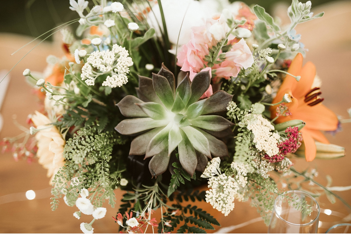 succulent wedding centerpiece at Willowwood Arboretum