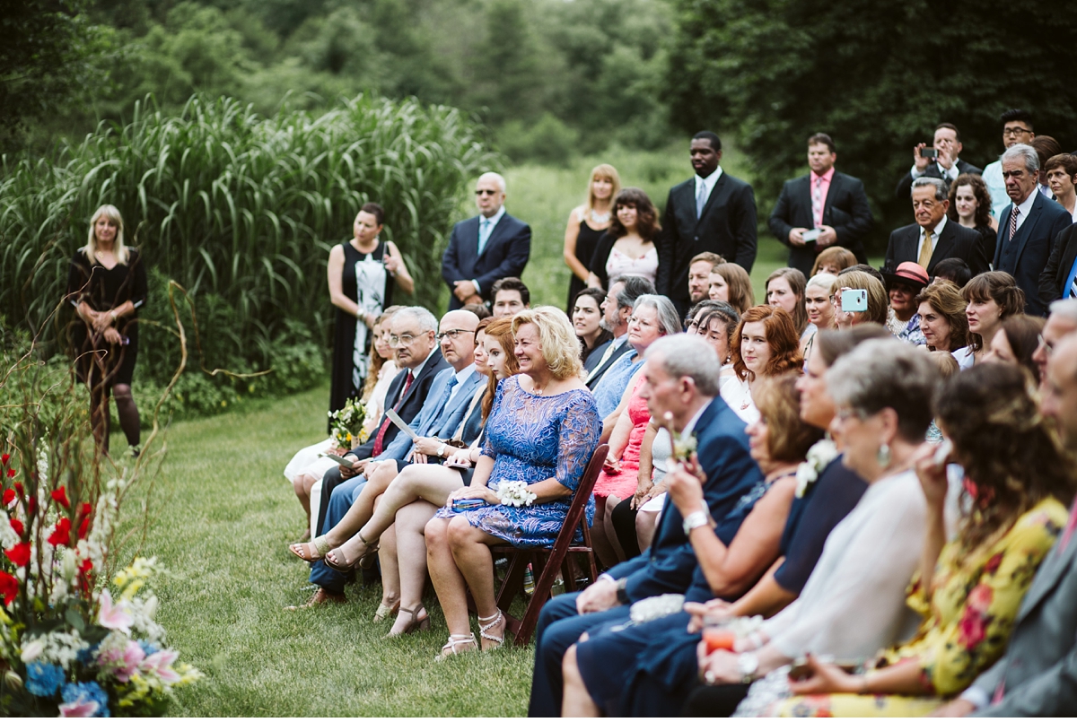 Guests at outdoor ceremony during Willowwood Arboretum wedding