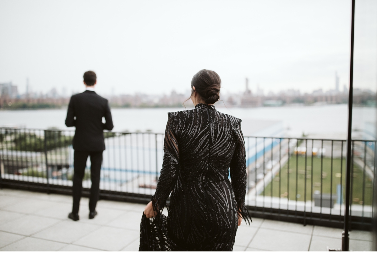 First look on balcony at the Wythe Hotel in Brooklyn, NY