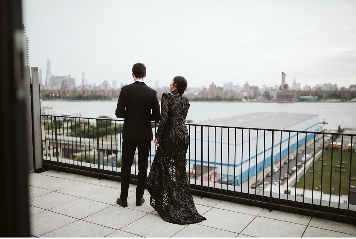 First look on balcony at the Wythe Hotel in Brooklyn, NY