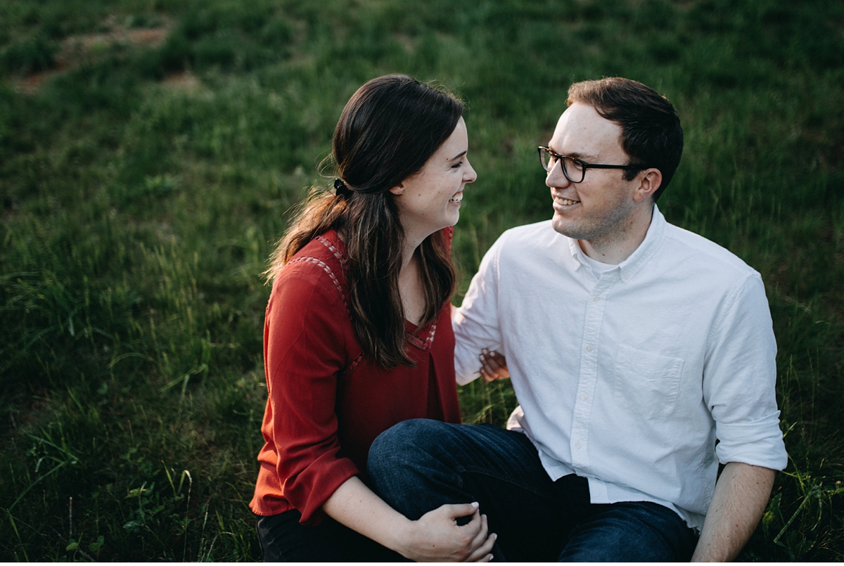 Evening engagement session during golden hour