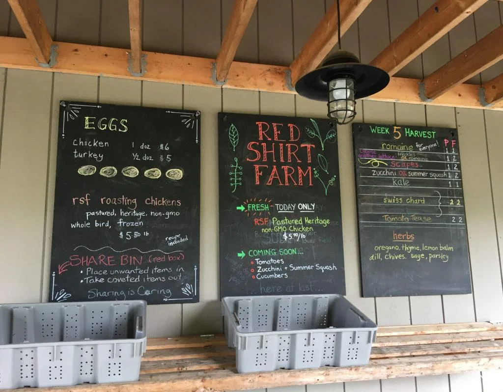 The farm stand of Jim and Annie Schultz's Red Shirt Farm on Route 7 in Lanesborough, Massachusetts, a member of Berkshire Grown.