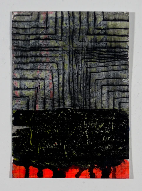 N Y12#07, 7" x 5", mixed media on paper, 2012, SOLD