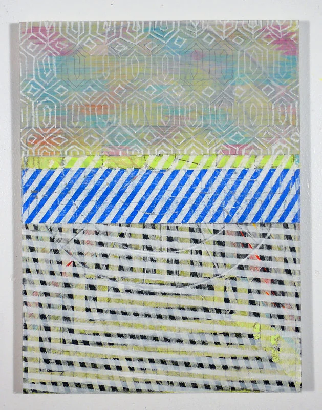 NY12#19, mixed media on panel, 16" x 12", 2012 available at Jen Bekman Gallery pillows at neon vintage