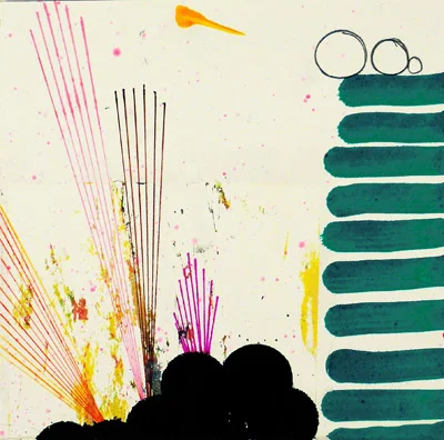 N Y10#15, 7" x 7", mixed media on paper, 2010