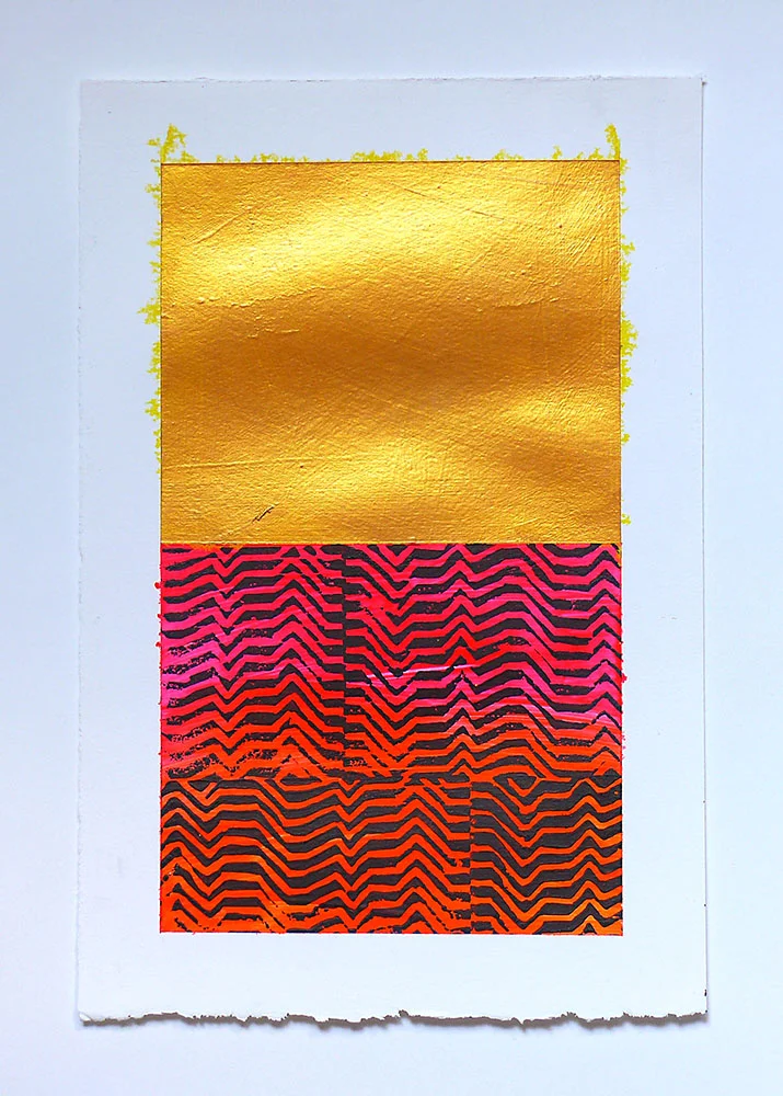 NY13#1401, 11" X 7.5", mixed media on paper, 2013 SOLD check out how I made the monoprints here