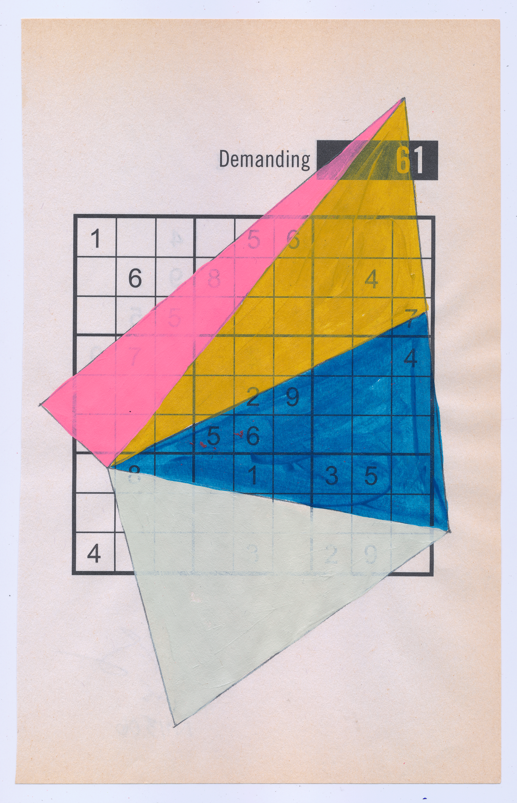   Sudoku15#06, 6" X 9.25", mixed media on Sudoku paper, 2015   SOLD  