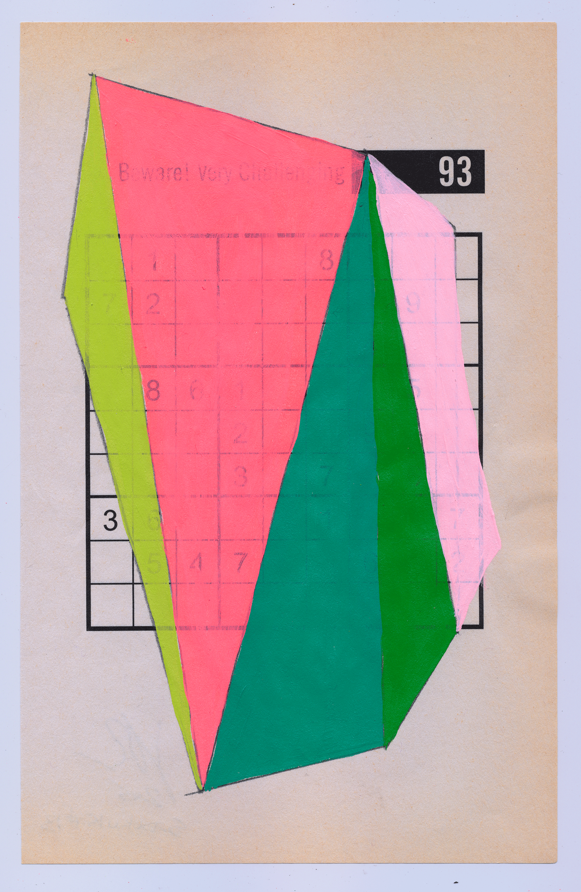Sudoku15#14, 6" X 9.25", mixed media on Sudoku paper, 2015 SOLD