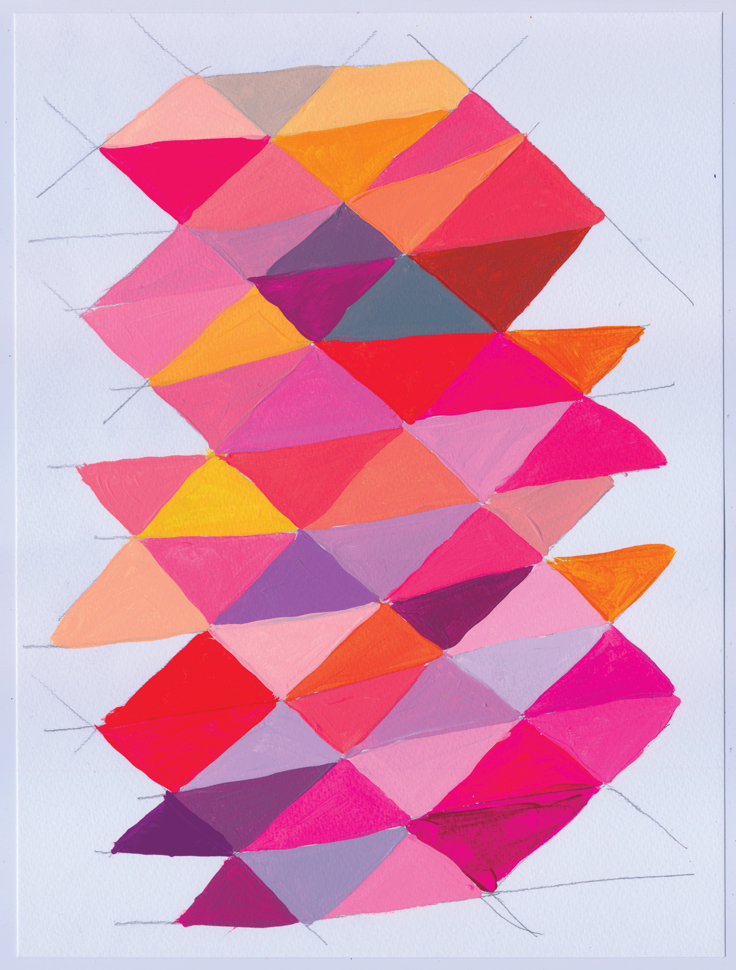 Jennifer Sanchez, pink, geometric patterns, abstract art, nyc art, art for sale