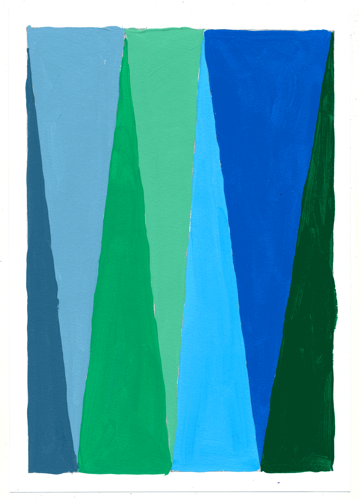 NY17#28 10" X 7", acrylic on paper, 2017 available at Etsy again with color studies! 3 sets of 3. using a primary color & its' complement to create subtle variations & muted colors.