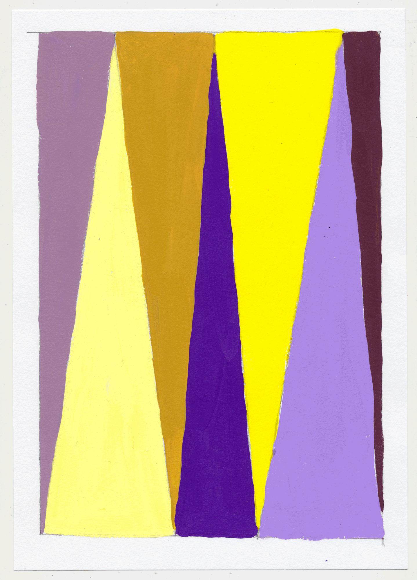NY17#24 10" X 7", acrylic on paper, 2017 available at Etsy again with color studies! 3 sets of 3. using a primary color & its' complement to create subtle variations & muted colors.