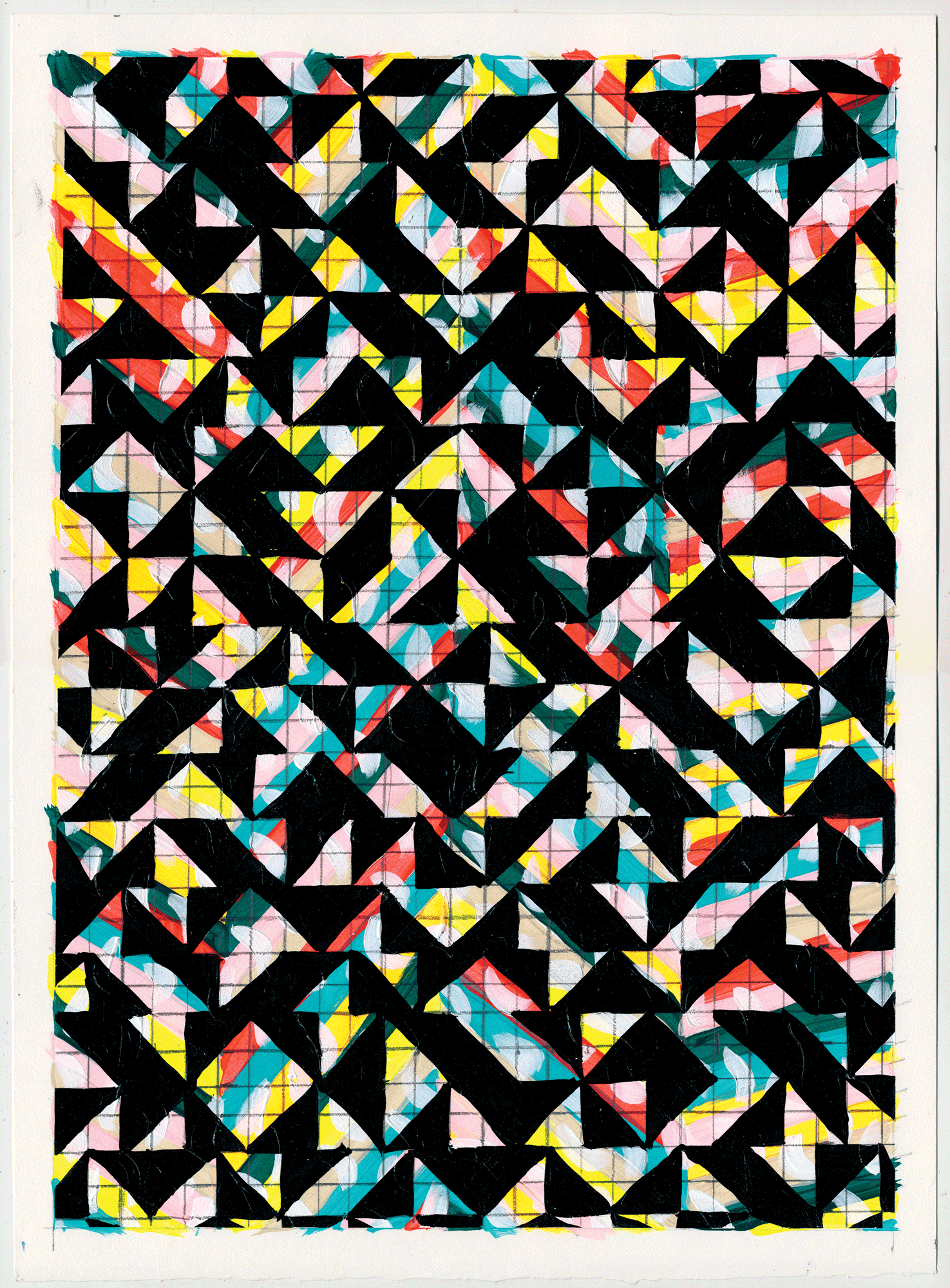 NY1709 15" X 11", acrylic on paper, 2017 available at Etsy these are the pattern based ladies i mentioned. these do a number on your eyes.