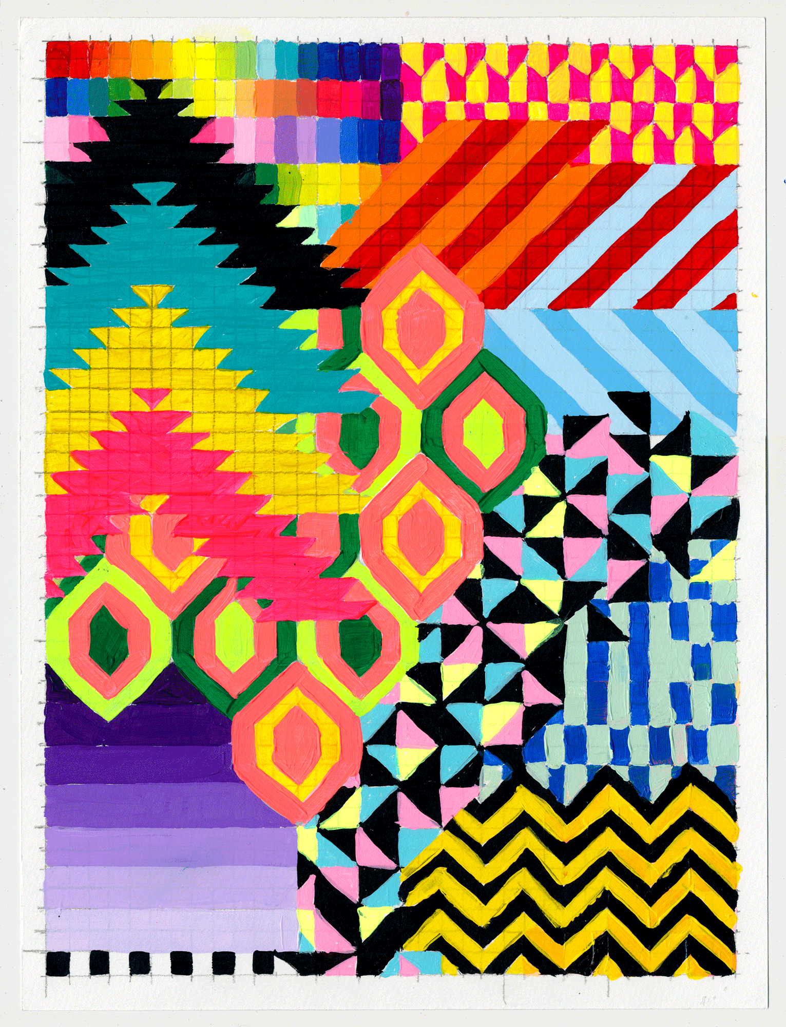 NY1825, 12" X 9", acrylic on paper, 2018