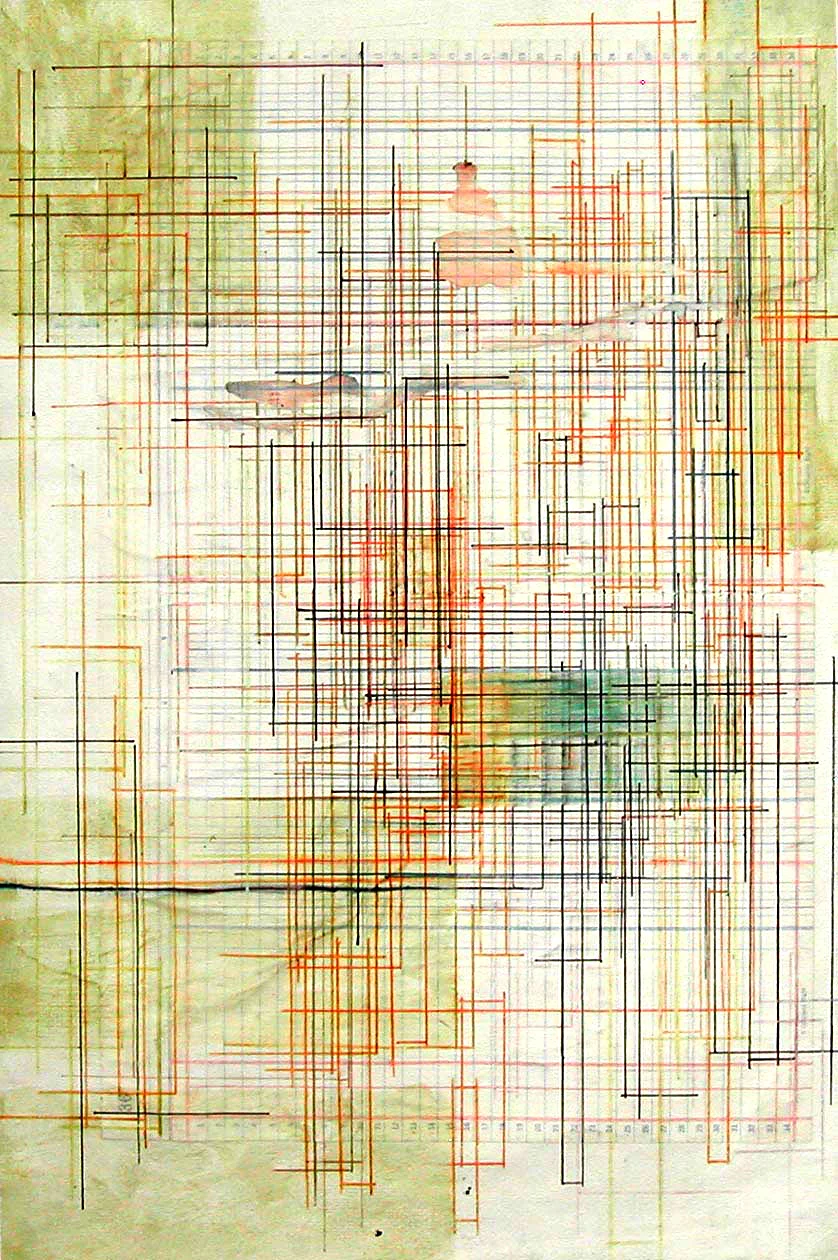 NY0201, 26" X 20”, marker and watercolor on paper, 2002