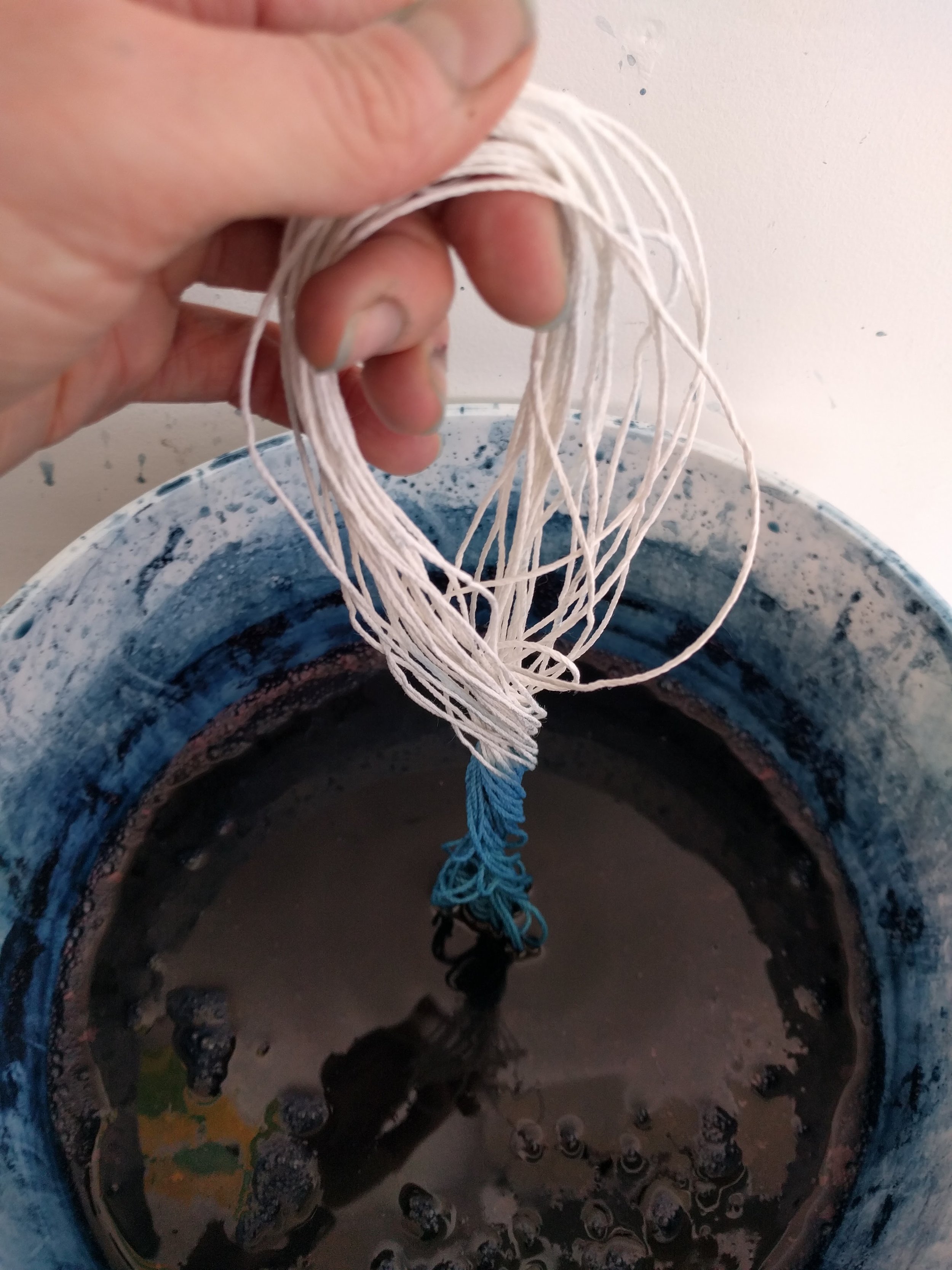  Cotton kitchen twine took the dye perfectly. I used this string to tie pairs of towels together once they were all rinsed and dried. 