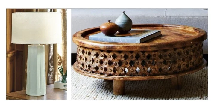 Lamp from Ballard Designs ; Coffee table from West Elm
