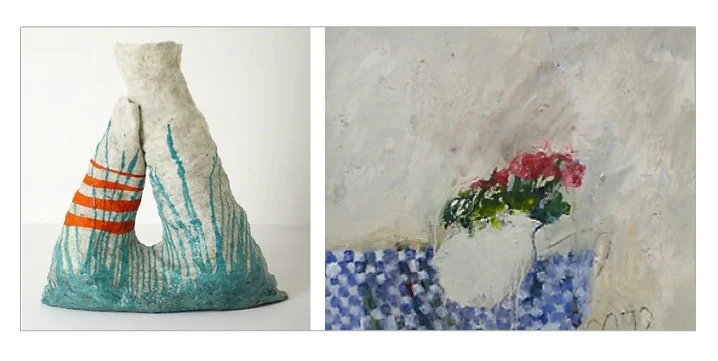 Large Coral Kingdom Wonky Pot , Vanja Bazdulj; Roses, Jean Claude Hautin (Both from Anthropologie )