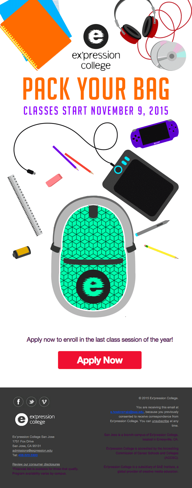 Pack Your Bags Class Start Email