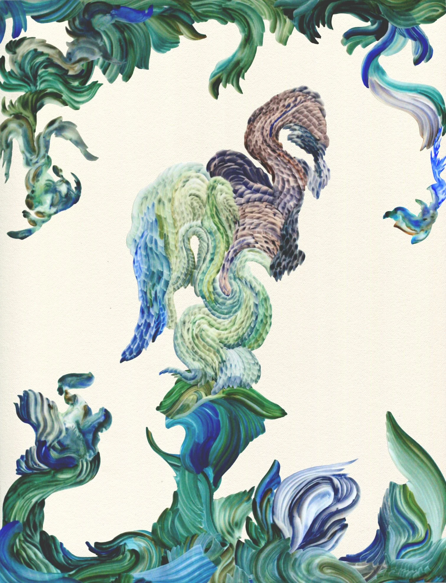 2026, "Vespertine", mixed media collage on paper, 24x18" 