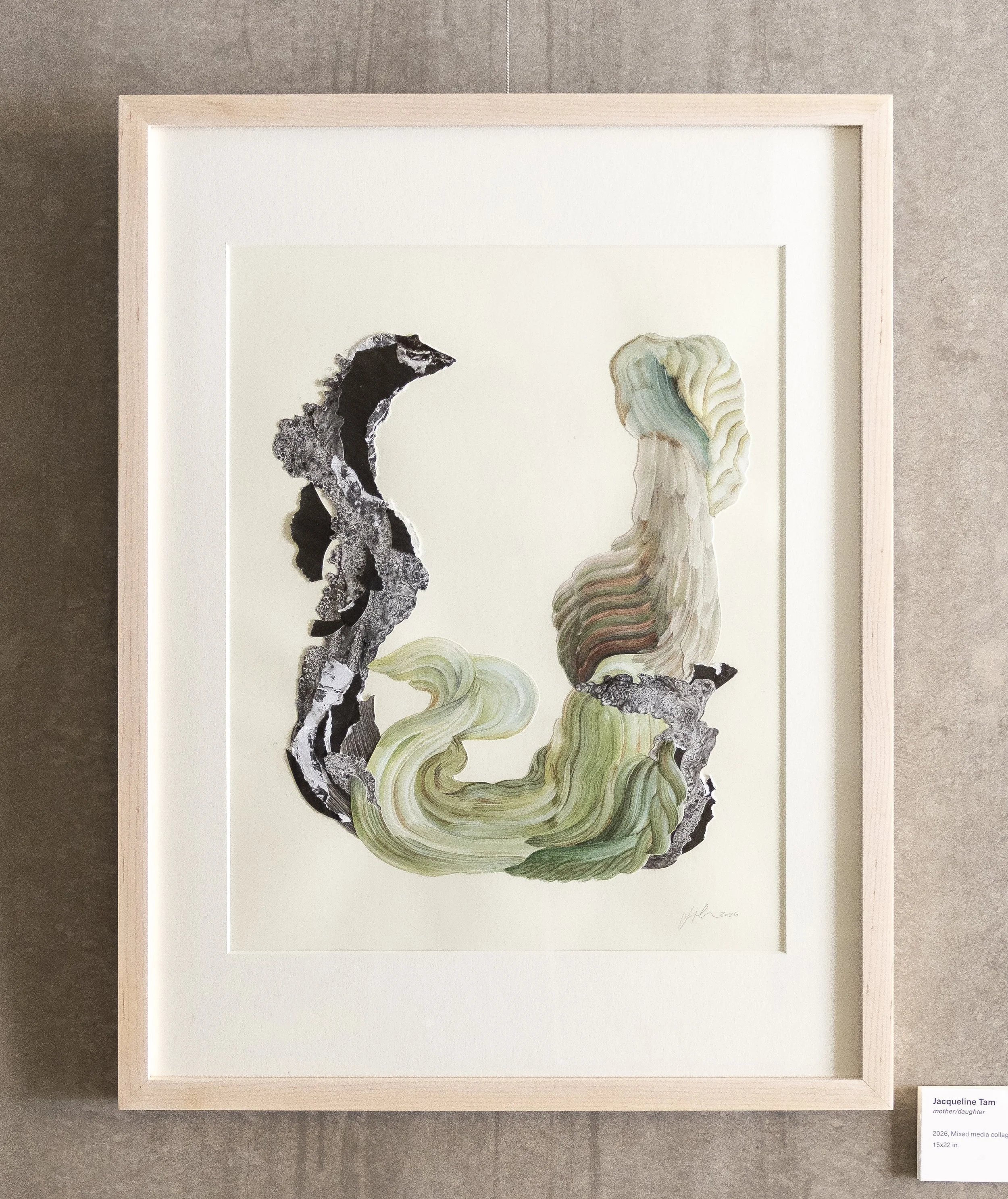 Mother and Daughter, 2026, Yupo paper, sumi ink, gouache on paper, 22 x 15 inches