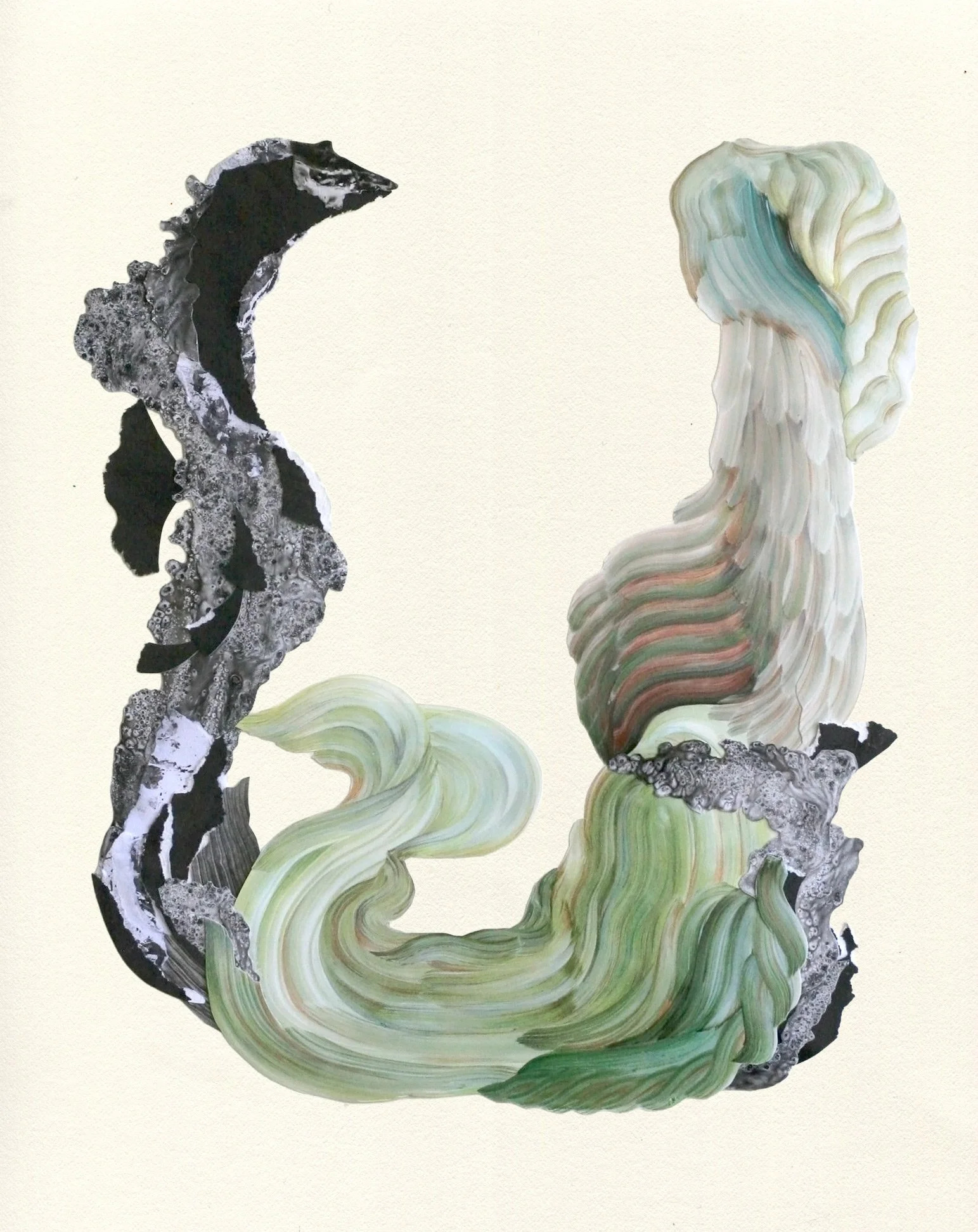 2026, "Mother & Daughter", mixed media collage, 22x15"