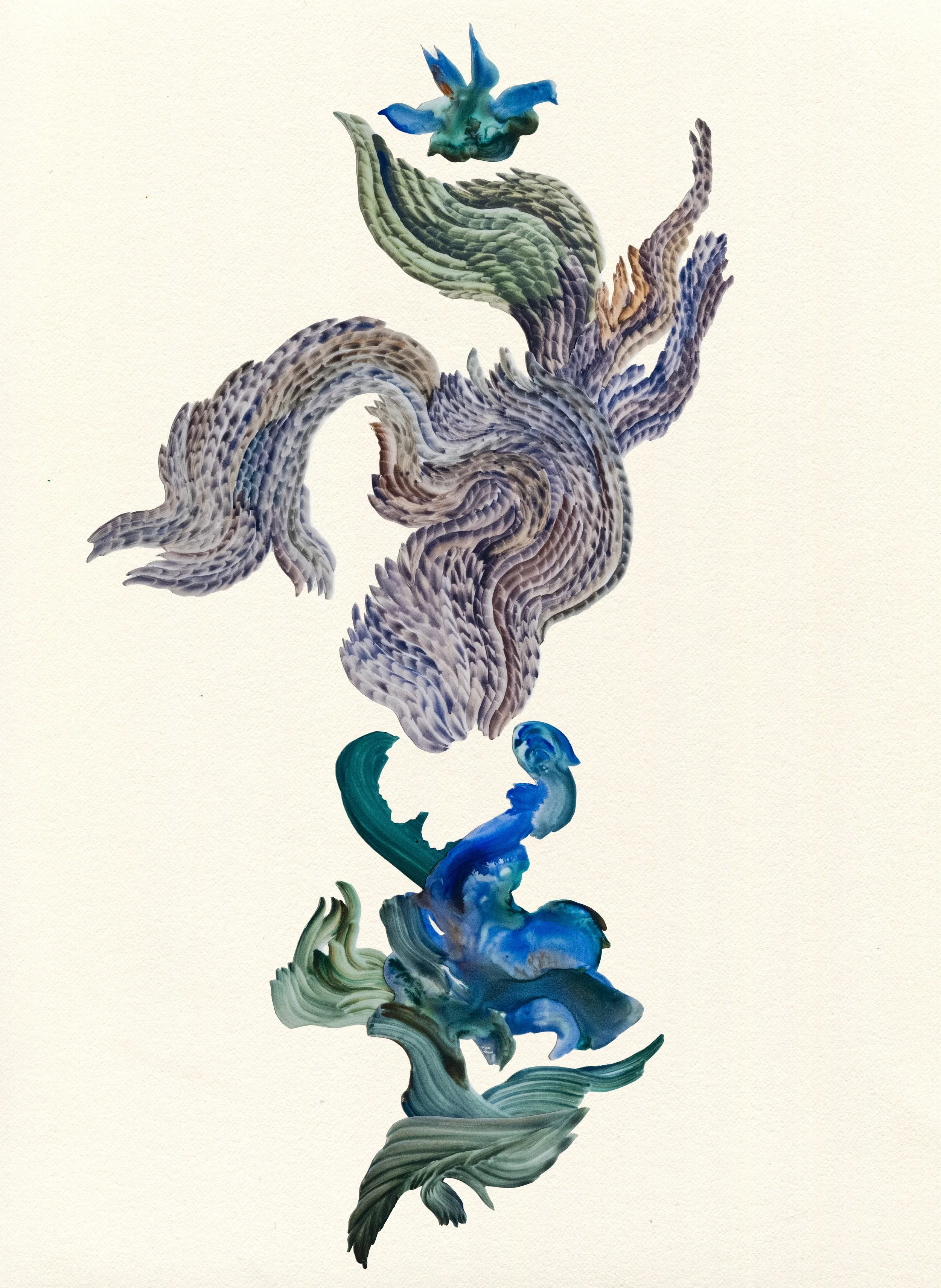 2026, "Oud Desire", mixed media collage on paper, 24x18" 