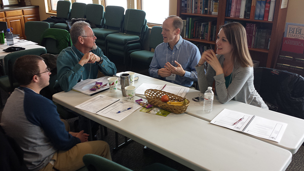 Pastor John Zahrte strategizes a new ministry in Excelsior, Minnesota along with fellow team members from Our Savior Lutheran Church.