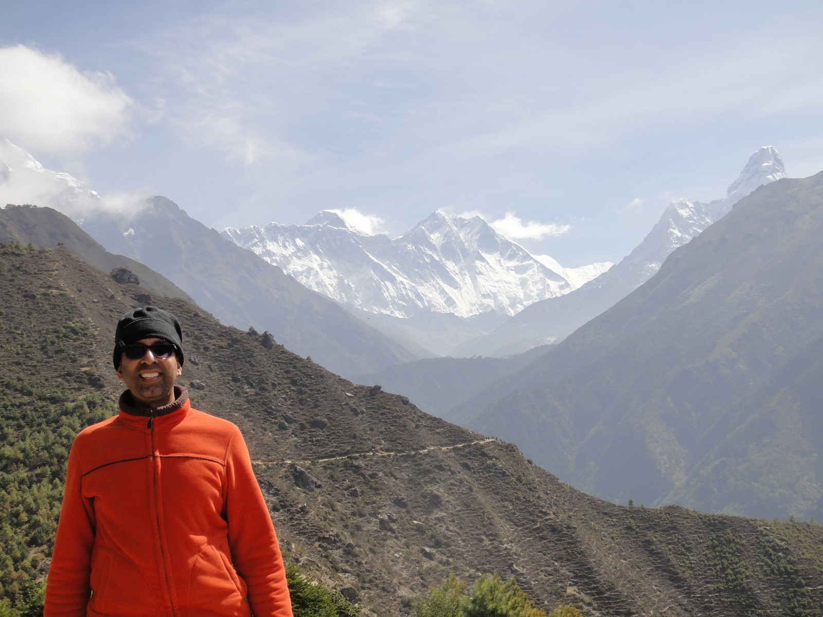 The view of Mount Everest at 11,286 ft (Namche Bazaar, Nepal)