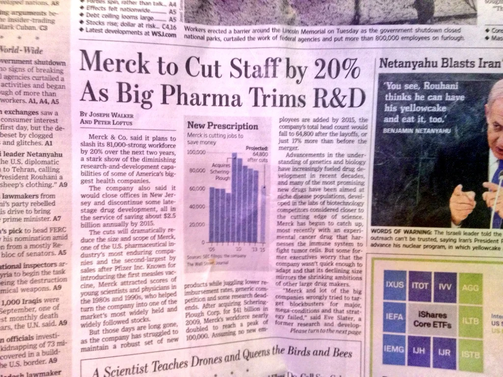 Front page of Wall Street Journal - Oct 2nd 2013