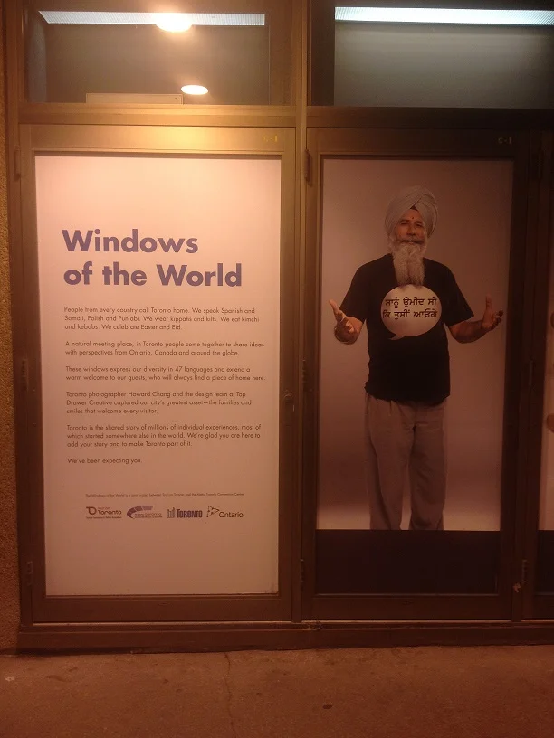 Poster in downtown Toronto welcoming new immigrants