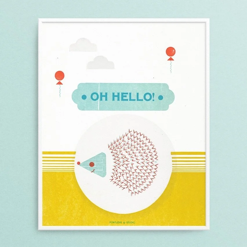 Oh Hello! Cute Hedgehog Print