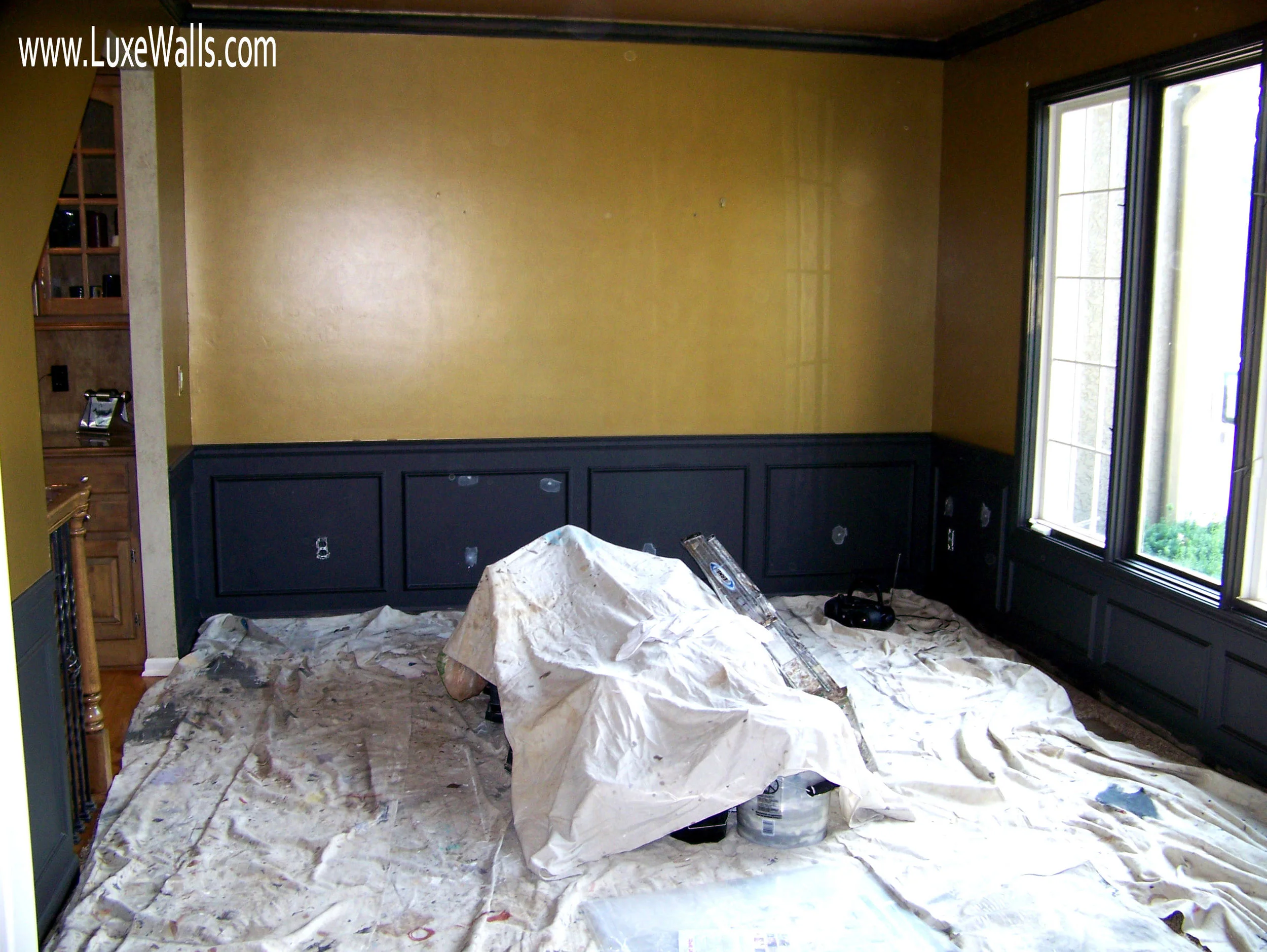 after the white trim was primed with a dark gray primer