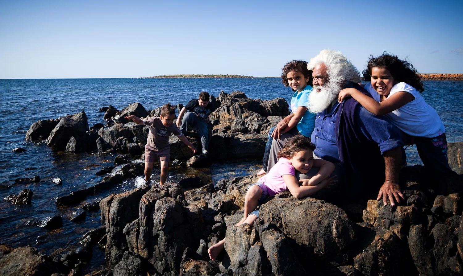 Lindsay Sansbury (Uncle Tinto) and kids, Point Peace, Yorke Peninsula, for Northern and Yorke Natural Resource Management Board