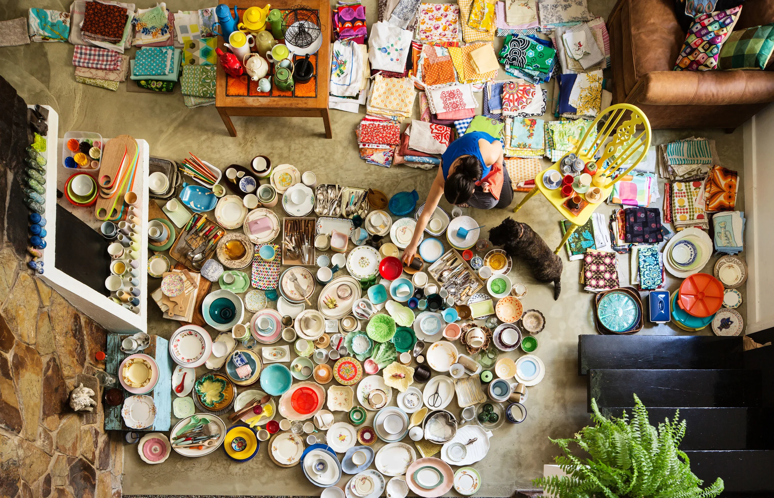 Bird's eye view of Poh's light filled room where we shot her recipes. The props were stored upstairs so it was a labour of love shifting them for the opening spread in the book.