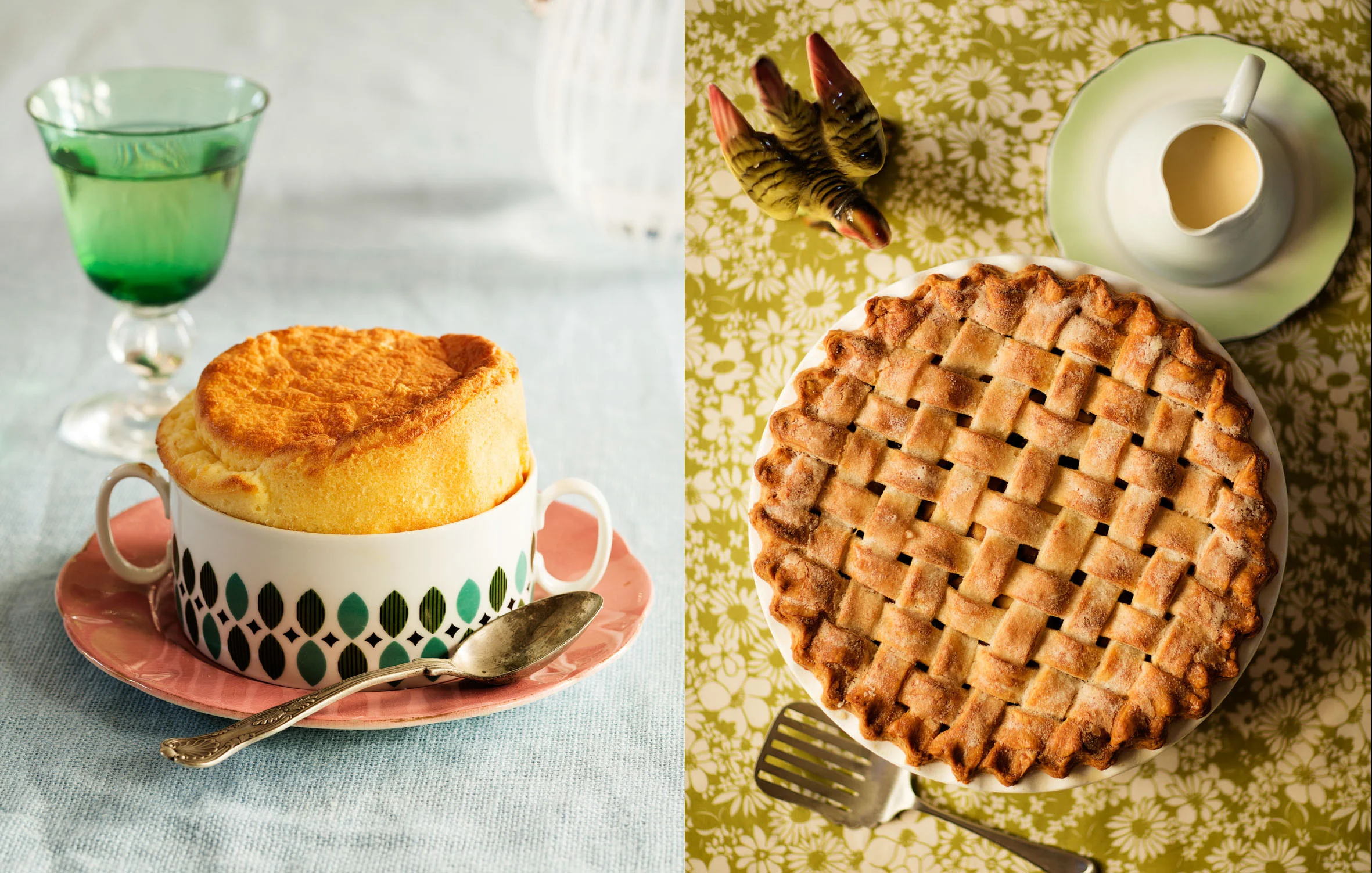 Cheese Souffle and Cheddar Crusted Apple Pie