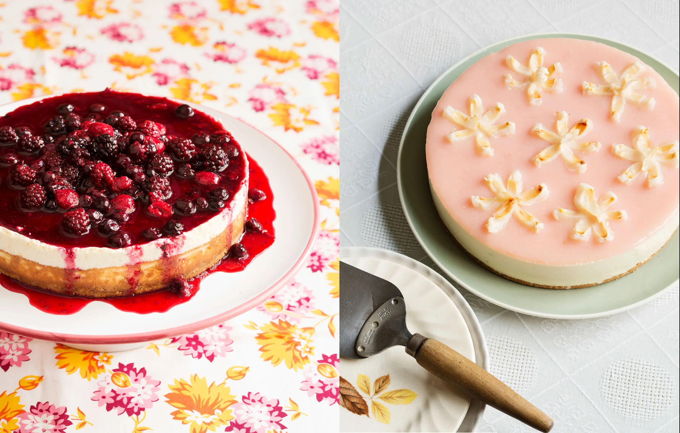 Marie's Baked Berry Cheesecake and Lychee & Amaretti Cheescake