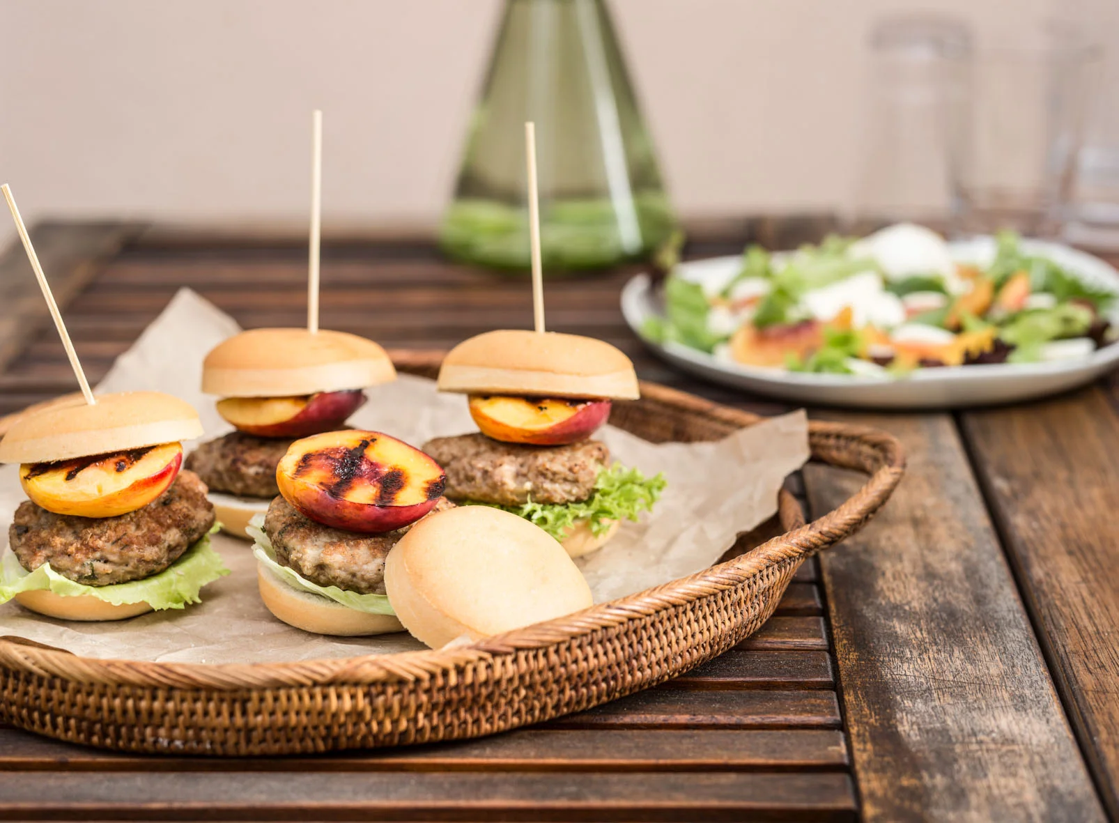 "Grilled Nectarine and Pork Sliders" - easy uses for summer fruit: recipe development, food preparation and styling for the Stone Fruit industry.