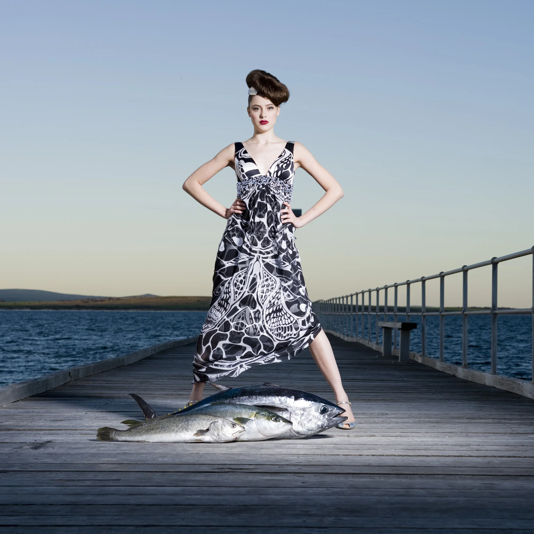 'Sustainable luxury' for Beautiful Fish campaign for Cleanseas with WOW Creative. Styling, Hair and Makeup by Emma Hack