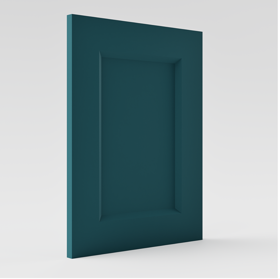 Mur bleu avec une grande niche encastrée