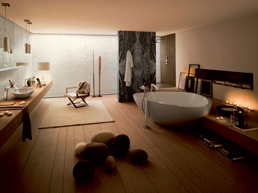 Comptoir de salle de bain ambiance feutrée
